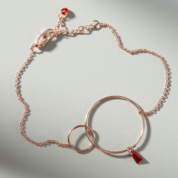 Anthropologie Jewelry - New Anthro Hula Hoop Birthstone Bracelet Red